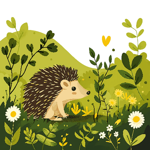 Cheerful Hedgehog T-Shirt Design for Kids POD Design