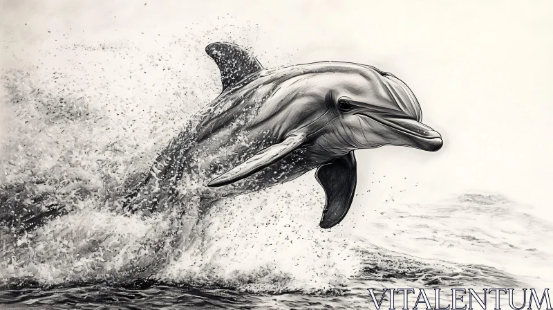 Dolphin Leaping Sketch AI Image