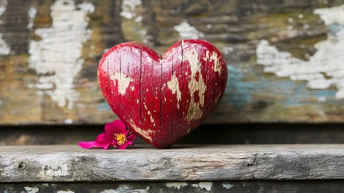 Weathered Heart and Bloom Still Life