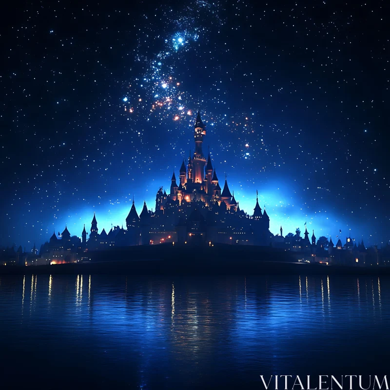 AI ART Fairytale Castle at Night