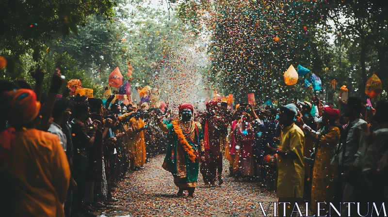 Colorful Holi Festival Parade Scene AI Image