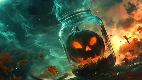 Spooky Pumpkin in Glass Jar