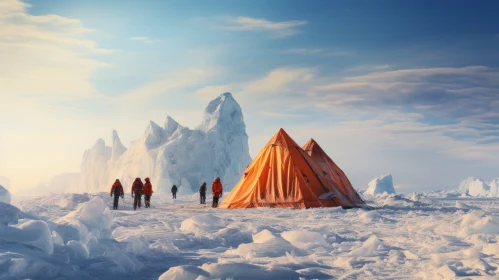 Orange Ice Tent: A Stunning Photo-Realistic Landscape