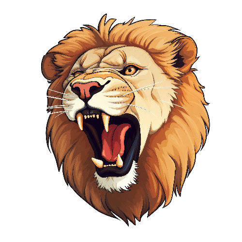 Roaring Lion Cartoon Illustration for T-Shirt Design POD Design