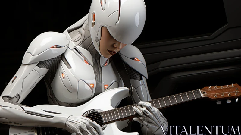 Robotic Guitarist: A Sci-Fi Portraiture AI Image