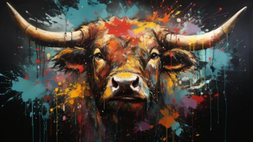 Stunning Abstract Bull Painting in Bold Colors