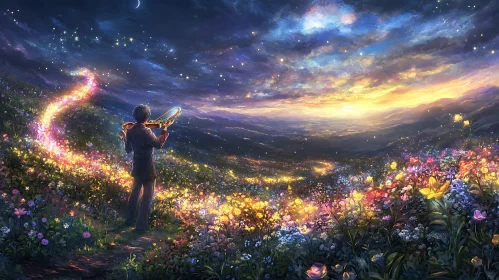 Glowing Flowers and Violin Music