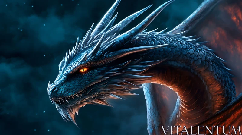 AI ART Dragon with Orange Eyes