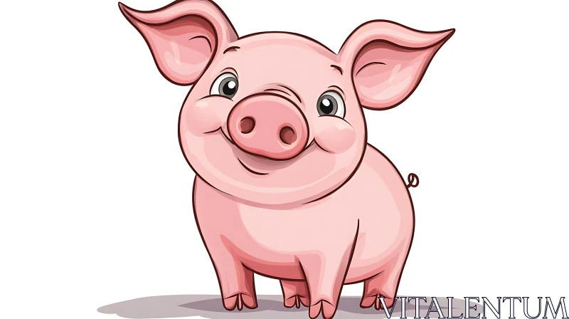 Charming Cartoon Piglet in Pink AI Image