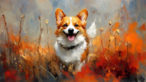 Corgi Portrait in an Autumn Landscape