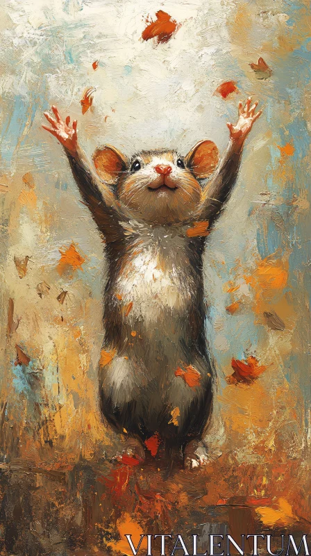 Mouse Embracing Autumn Bliss AI Image