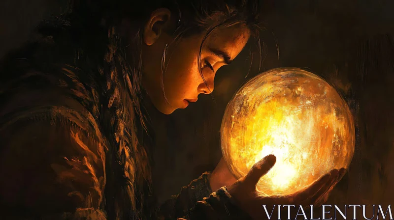 AI ART Enchanting Woman with Magical Sphere