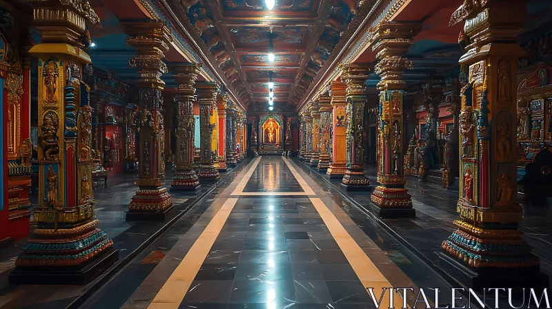 AI ART Temple Interior with Ornate Pillars