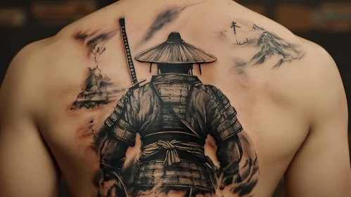 Back Tattoo of Samurai Warrior