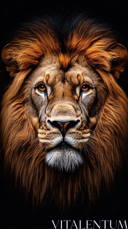 Lion Portrait with Intense Gaze AI Image