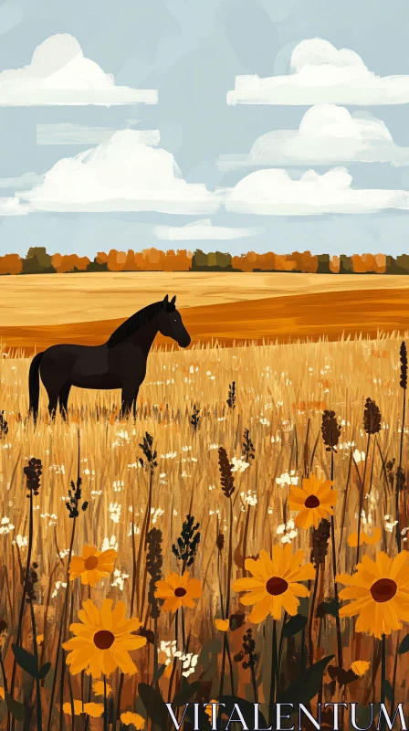 AI ART Pastoral Scene with Horse