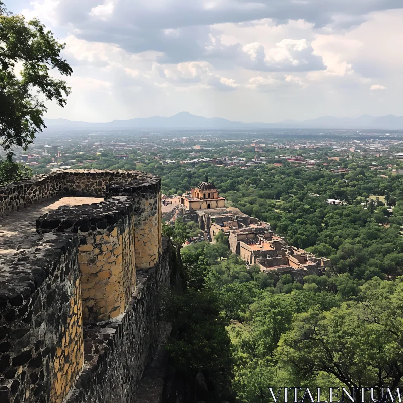 Overlooking City from Stone Fortress AI Image