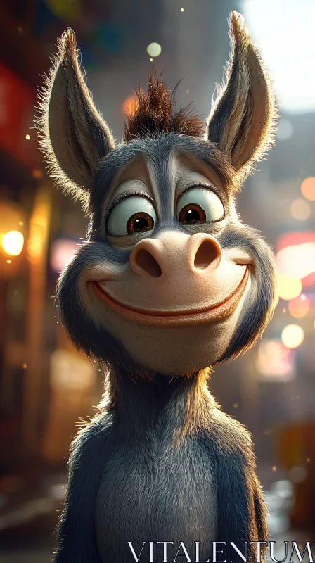 Animated Donkey with a Smile AI Image