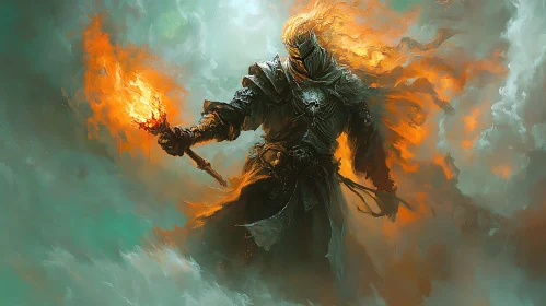 Armored Warrior with Torch Artwork