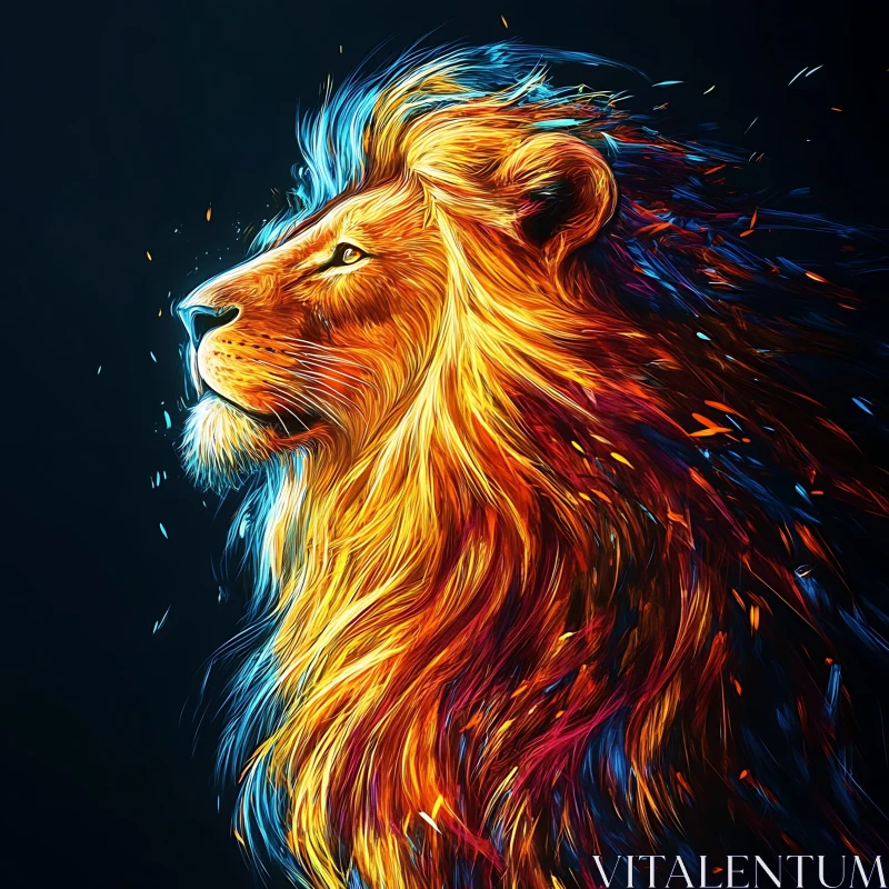 Abstract Lion Portrait AI Image