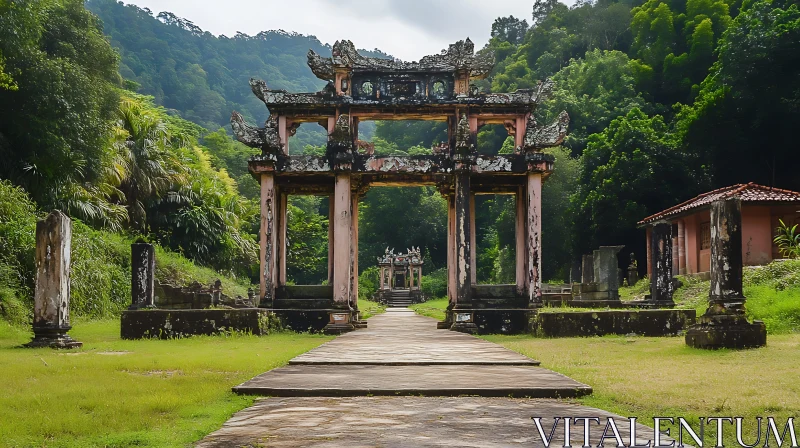 Forgotten Gate in the Woods AI Image