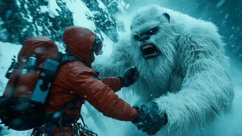 Mountain Climber Confronts Yeti