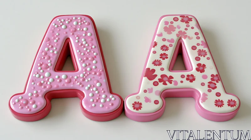 Two Decorative Pink Letter A AI Image