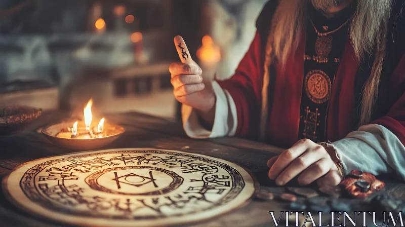 AI ART Mystical Ritual with Runes and Candlelight