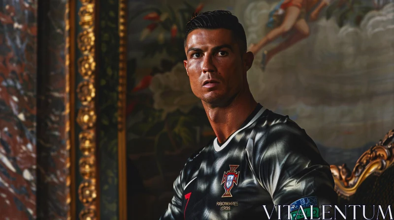 Football Star Cristiano Ronaldo's Intense Moment AI Image