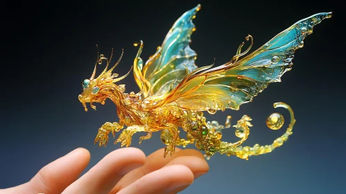 Amber and Blue Dragon Figurine