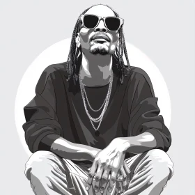 Stylish Monochrome Snoop Dogg Illustration