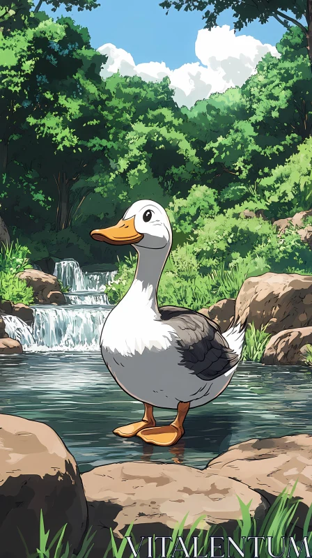 Peaceful Duck Amidst Nature AI Image