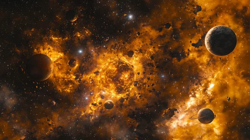 Cosmic View: Planets and Nebula