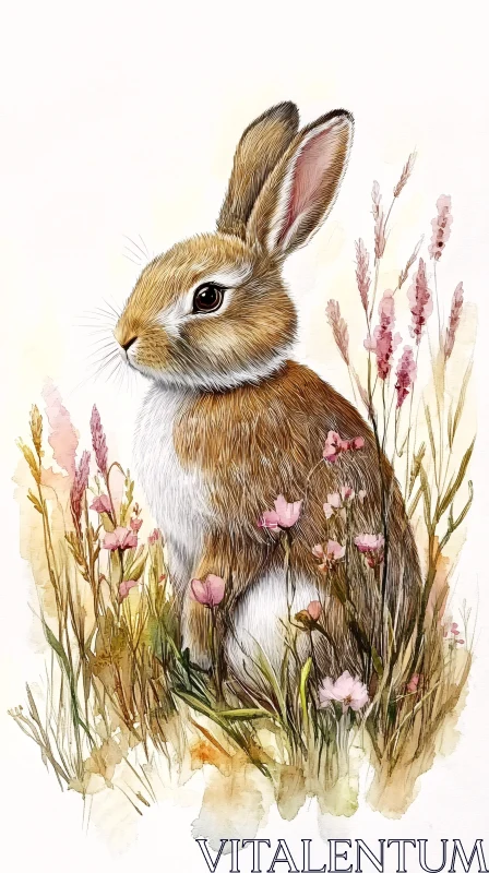 AI ART Bunny Among Wildflowers