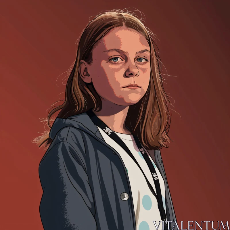 Greta Thunberg Digital Portrait AI Image