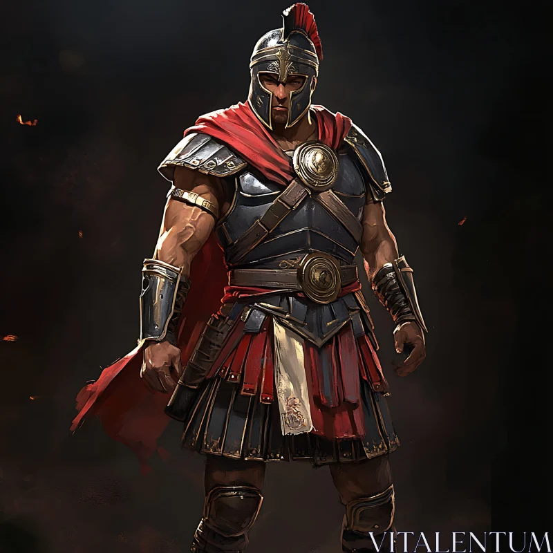 Ancient Warrior in Full Battle Dress AI Image