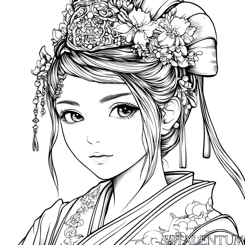 AI ART Detailed Anime Girl with Floral Headwear