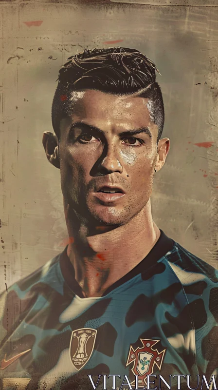 Focused Cristiano Ronaldo in Sports Portrait AI Image