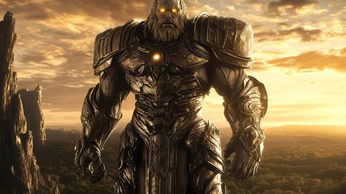 Colossal Warrior in Golden Light