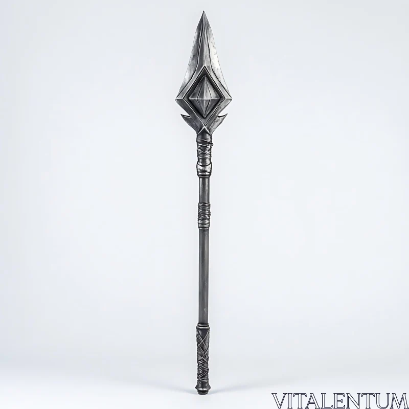 AI ART Detailed Metal Spear with Diamond Center