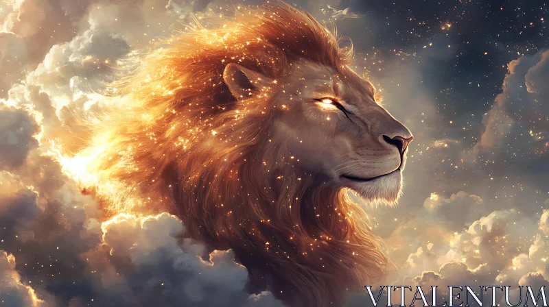 Lion in the Clouds AI Image