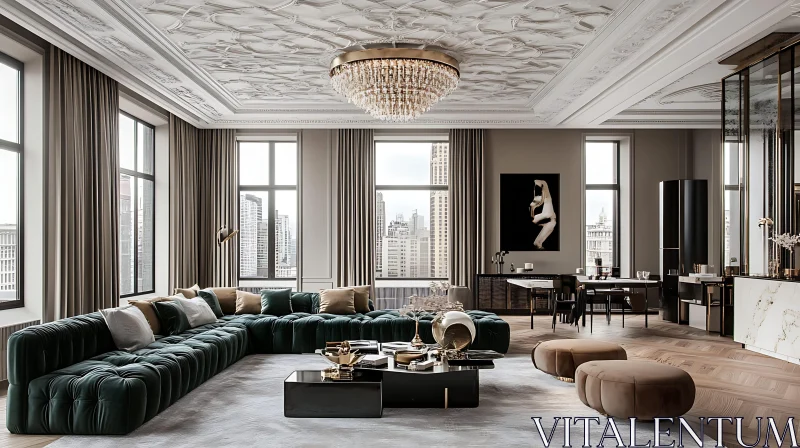 Opulent Urban Living Room Design AI Image