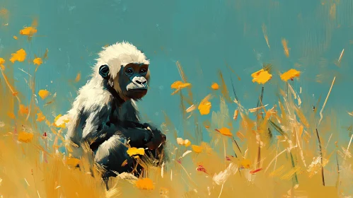 Monkey Art in Vibrant Field