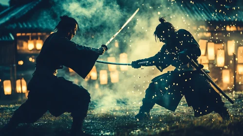 Warriors in Shadows: A Samurai Confrontation