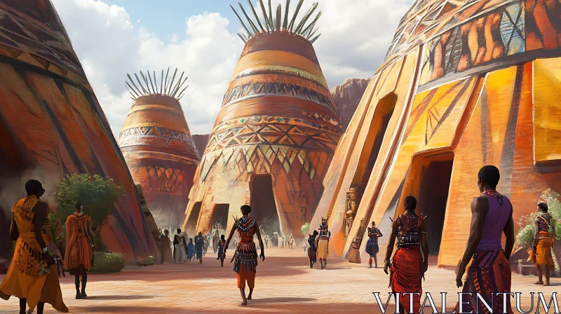 AI ART Vibrant African Village Scene