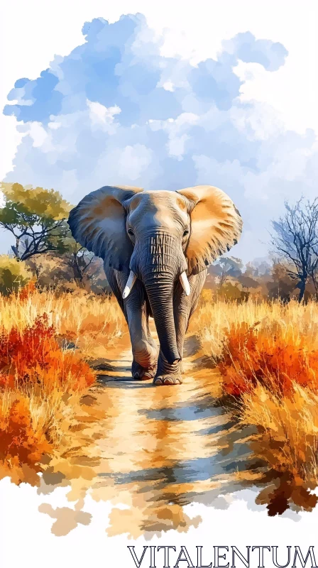 AI ART Elephant in Artistic Savanna