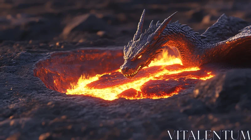 Lava Dragon Fantasy Art AI Image