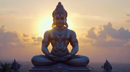 Meditative Statue at Golden Hour