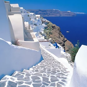 Greek Island Architecture with Aegean Sea View