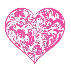 Pink Heart with Floral Details